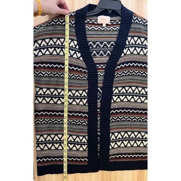 Skies Are Blue Oversized Open Cardigan Multicolor Stripe Geo Design Large - Picture 7 of 7